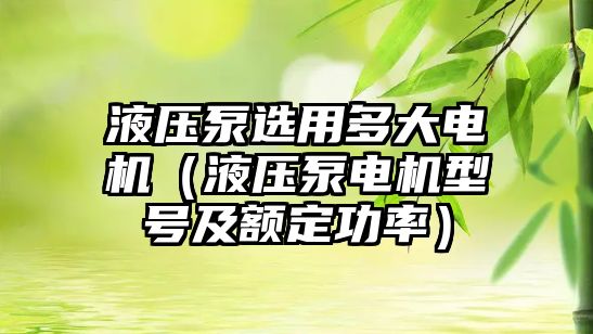 液壓泵選用多大電機（液壓泵電機型號及額定功率）