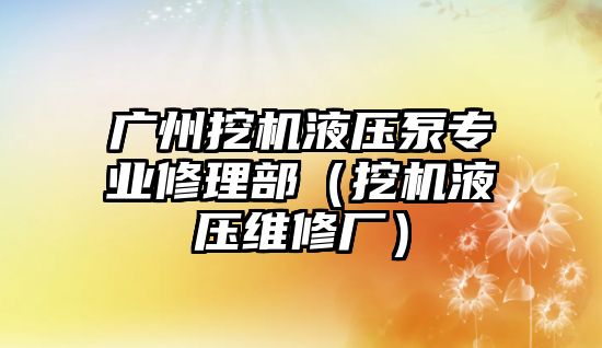 廣州挖機液壓泵專業(yè)修理部（挖機液壓維修廠）