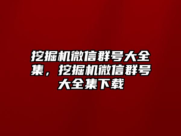 挖掘機(jī)微信群號大全集，挖掘機(jī)微信群號大全集下載