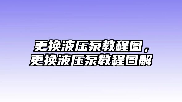 更換液壓泵教程圖，更換液壓泵教程圖解