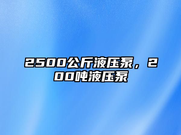 2500公斤液壓泵，200噸液壓泵