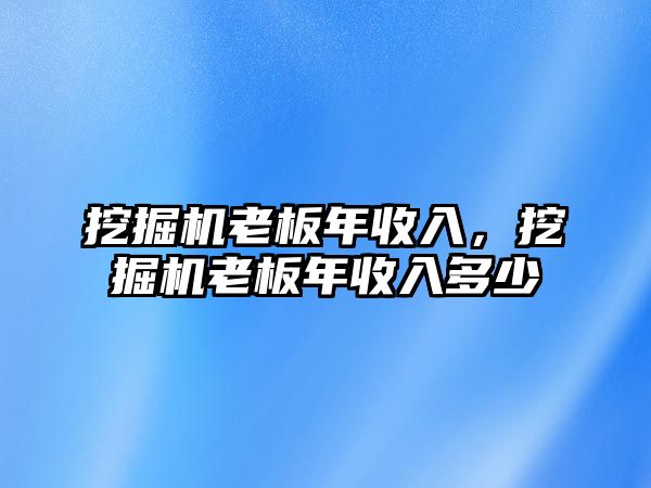 挖掘機(jī)老板年收入，挖掘機(jī)老板年收入多少