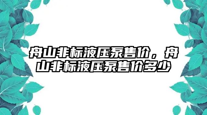 舟山非標液壓泵售價，舟山非標液壓泵售價多少