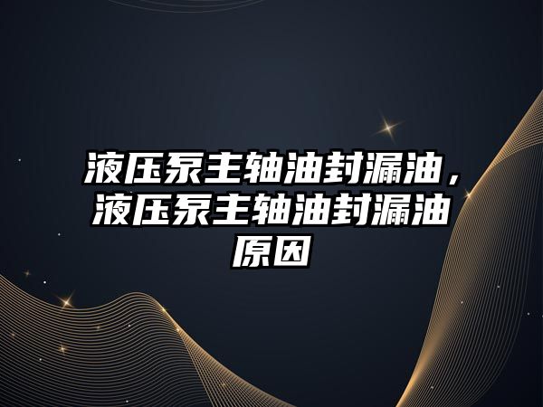 液壓泵主軸油封漏油，液壓泵主軸油封漏油原因