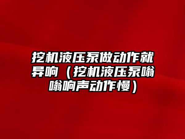 挖機(jī)液壓泵做動作就異響（挖機(jī)液壓泵嗡嗡響聲動作慢）