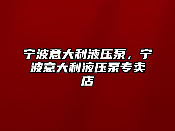 寧波意大利液壓泵，寧波意大利液壓泵專賣店