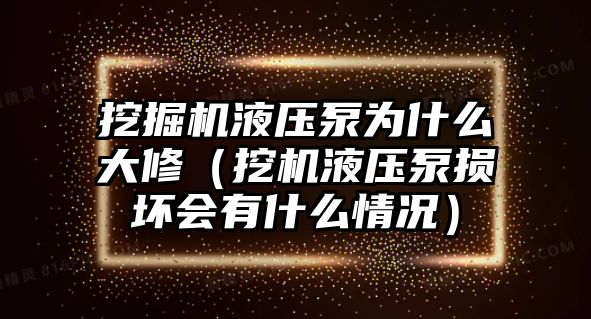 挖掘機液壓泵為什么大修（挖機液壓泵損壞會有什么情況）