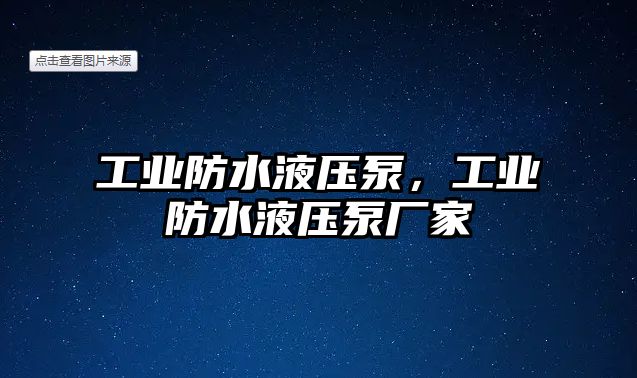 工業(yè)防水液壓泵，工業(yè)防水液壓泵廠家