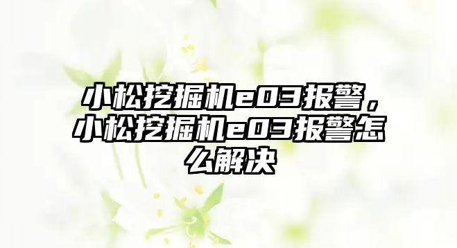 小松挖掘機(jī)e03報(bào)警，小松挖掘機(jī)e03報(bào)警怎么解決