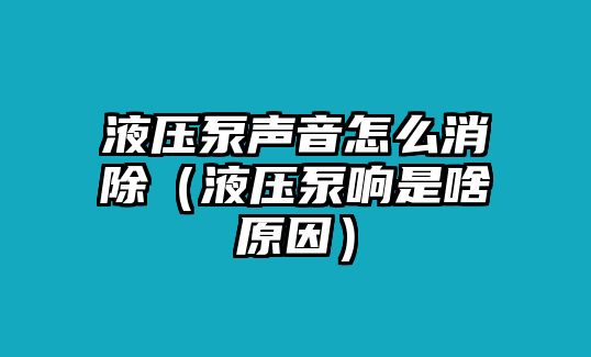 液壓泵聲音怎么消除（液壓泵響是啥原因）