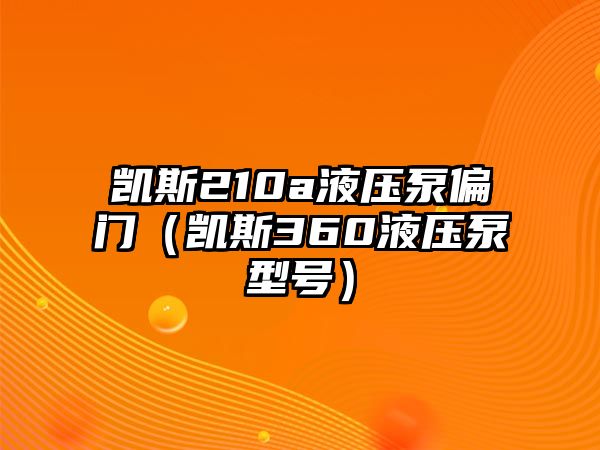 凱斯210a液壓泵偏門(mén)（凱斯360液壓泵型號(hào)）