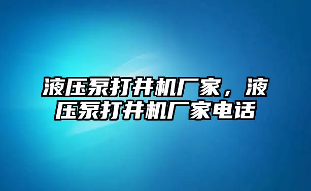 液壓泵打井機(jī)廠家，液壓泵打井機(jī)廠家電話