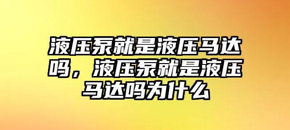 液壓泵就是液壓馬達(dá)嗎，液壓泵就是液壓馬達(dá)嗎為什么