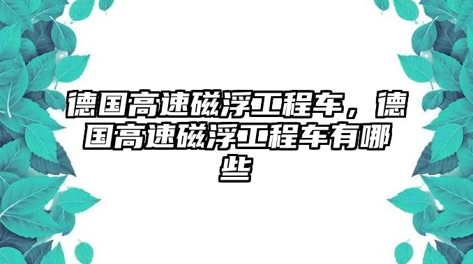 德國(guó)高速磁浮工程車，德國(guó)高速磁浮工程車有哪些