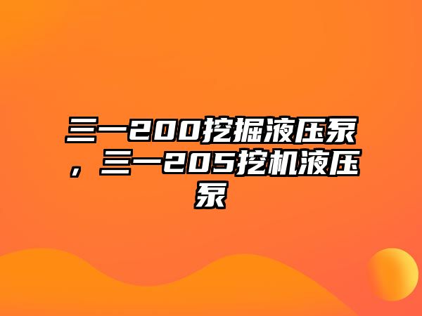 三一200挖掘液壓泵，三一205挖機(jī)液壓泵