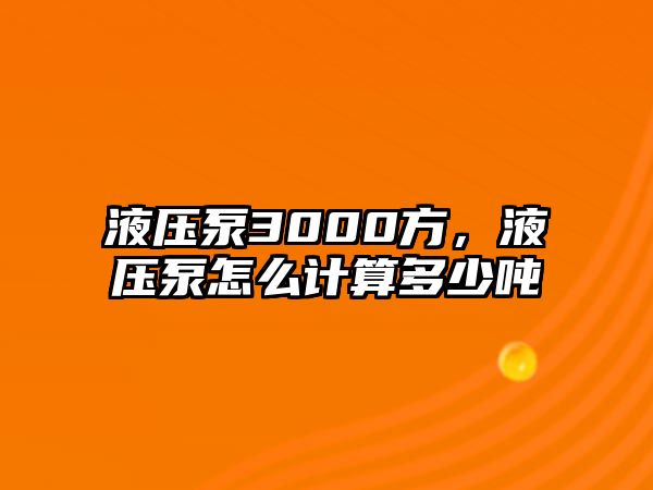 液壓泵3000方，液壓泵怎么計算多少噸