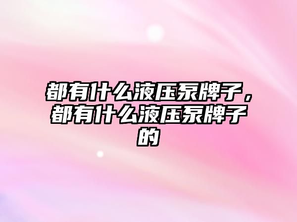 都有什么液壓泵牌子，都有什么液壓泵牌子的