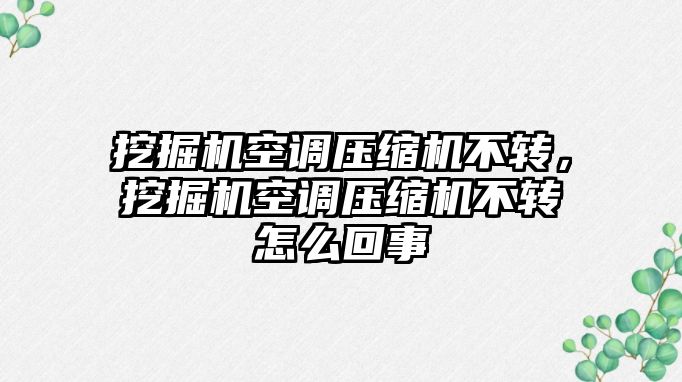 挖掘機空調壓縮機不轉，挖掘機空調壓縮機不轉怎么回事