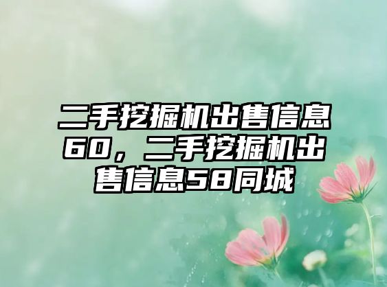 二手挖掘機(jī)出售信息60，二手挖掘機(jī)出售信息58同城