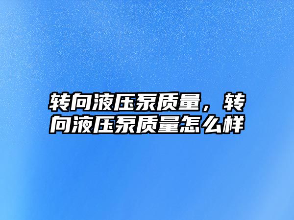 轉(zhuǎn)向液壓泵質(zhì)量，轉(zhuǎn)向液壓泵質(zhì)量怎么樣