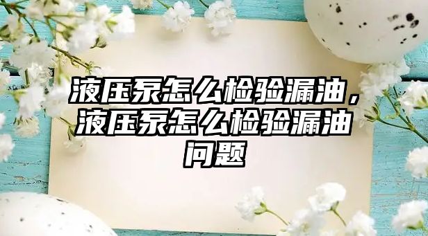 液壓泵怎么檢驗漏油，液壓泵怎么檢驗漏油問題