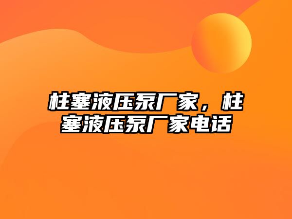 柱塞液壓泵廠家，柱塞液壓泵廠家電話