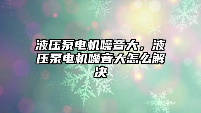 液壓泵電機(jī)噪音大，液壓泵電機(jī)噪音大怎么解決