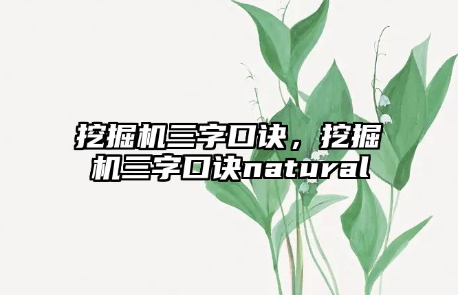 挖掘機三字口訣，挖掘機三字口訣natural