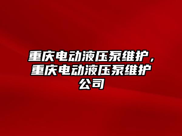 重慶電動液壓泵維護，重慶電動液壓泵維護公司