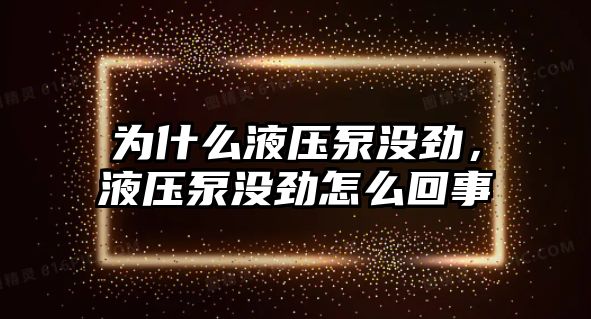 為什么液壓泵沒勁，液壓泵沒勁怎么回事