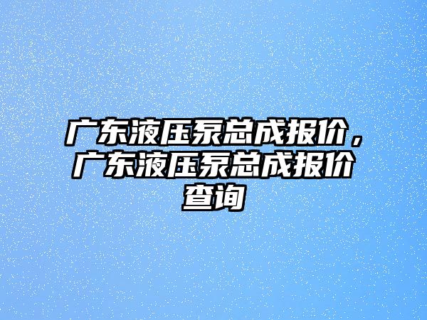 廣東液壓泵總成報價，廣東液壓泵總成報價查詢