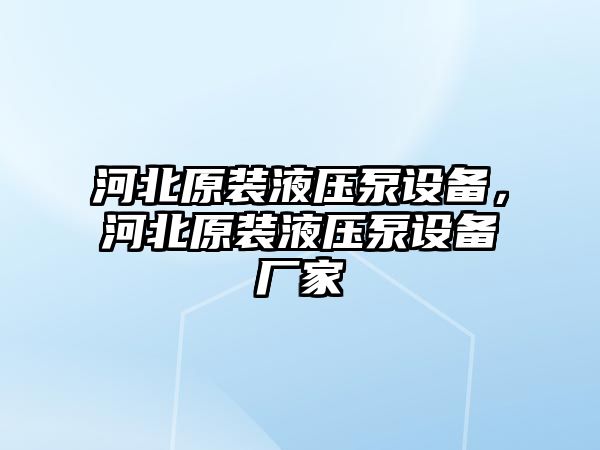 河北原裝液壓泵設備，河北原裝液壓泵設備廠家