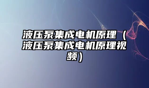 液壓泵集成電機(jī)原理（液壓泵集成電機(jī)原理視頻）