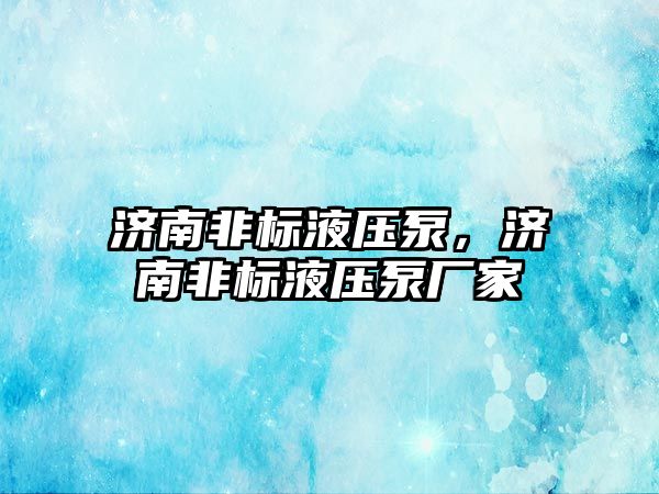 濟南非標液壓泵，濟南非標液壓泵廠家