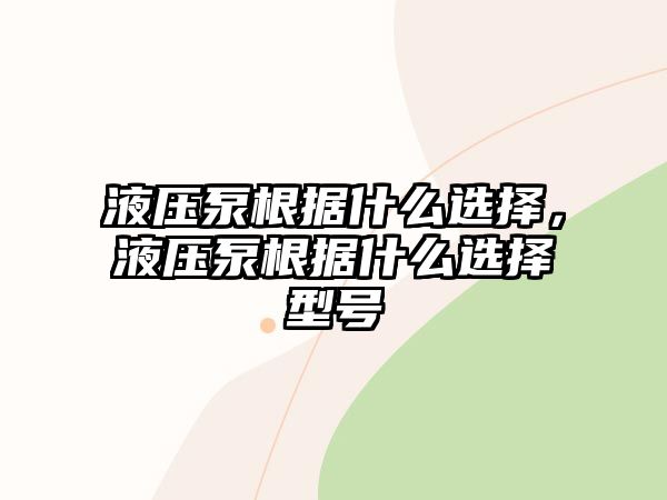 液壓泵根據(jù)什么選擇，液壓泵根據(jù)什么選擇型號(hào)