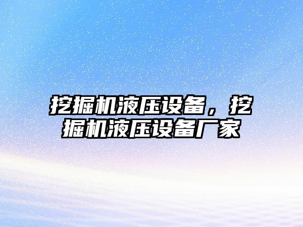 挖掘機液壓設(shè)備，挖掘機液壓設(shè)備廠家