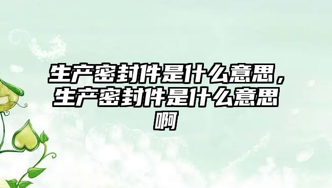 生產密封件是什么意思，生產密封件是什么意思啊