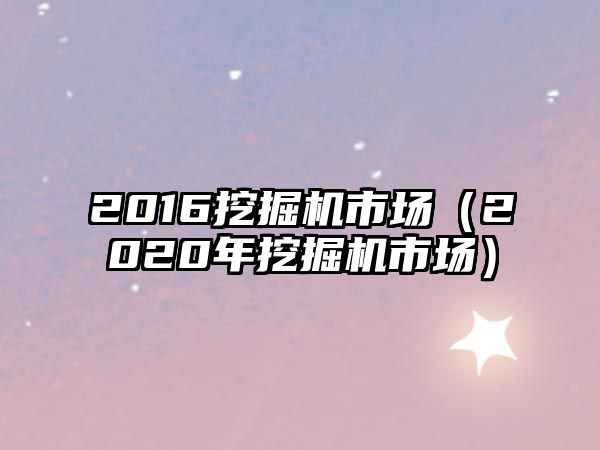 2016挖掘機市場（2020年挖掘機市場）