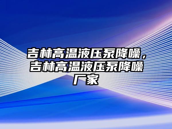 吉林高溫液壓泵降噪，吉林高溫液壓泵降噪廠家