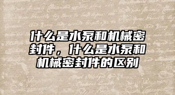 什么是水泵和機械密封件，什么是水泵和機械密封件的區(qū)別