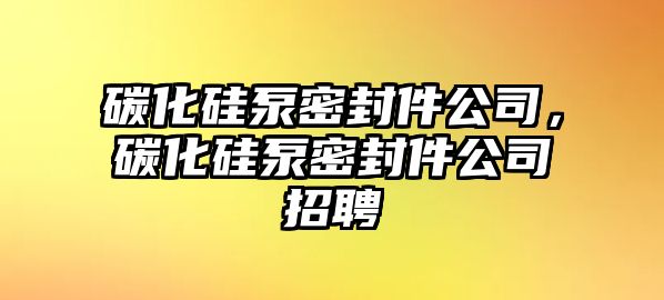 碳化硅泵密封件公司，碳化硅泵密封件公司招聘