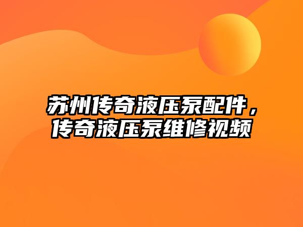 蘇州傳奇液壓泵配件，傳奇液壓泵維修視頻