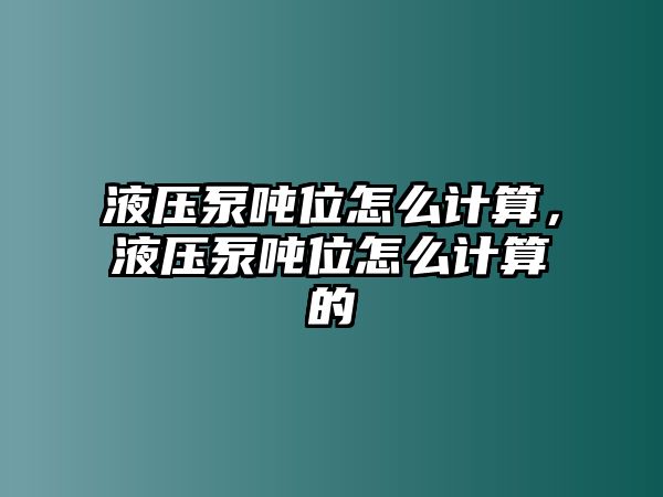 液壓泵噸位怎么計(jì)算，液壓泵噸位怎么計(jì)算的