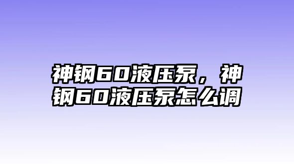 神鋼60液壓泵，神鋼60液壓泵怎么調(diào)