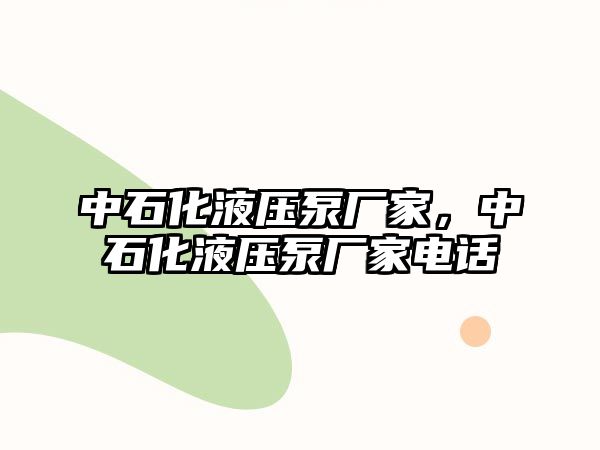 中石化液壓泵廠家，中石化液壓泵廠家電話