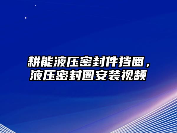 耕能液壓密封件擋圈，液壓密封圈安裝視頻