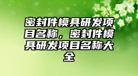 密封件模具研發(fā)項目名稱，密封件模具研發(fā)項目名稱大全