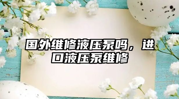 國外維修液壓泵嗎，進(jìn)口液壓泵維修