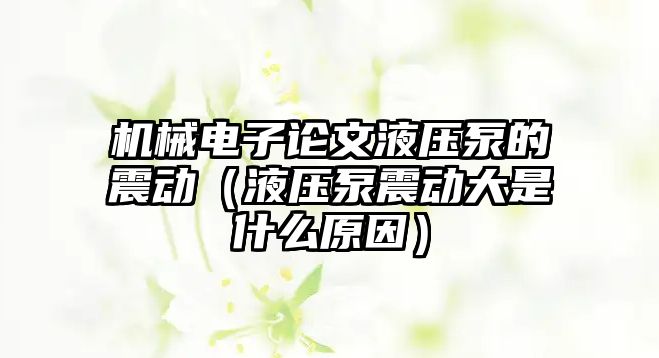 機械電子論文液壓泵的震動（液壓泵震動大是什么原因）