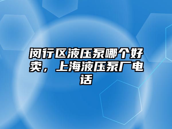 閔行區(qū)液壓泵哪個(gè)好賣，上海液壓泵廠電話